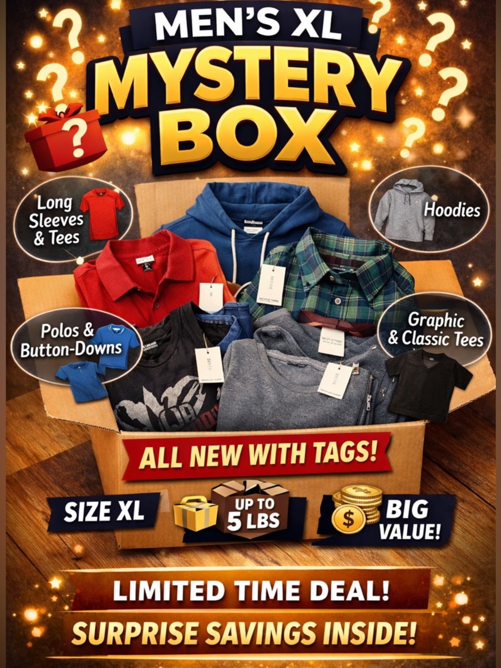 ALL NEW WITH TAGS Men’s Shirts & Tees Mystery Box